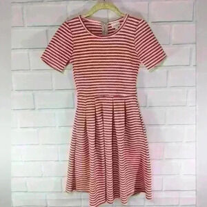 LuLaRoe Textured Orange/White Striped Amelia's Dress
